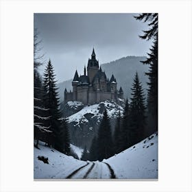 Spooky Castle Moonlit Monolith of the Mountains Canvas Print