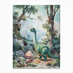 Vintage Dinosaur Storybook Style 1 Canvas Print
