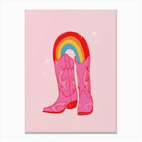 Cowboy Boots With Rainbow Canvas Print