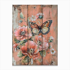 Butterfly And Flowers 16 Canvas Print