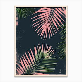 Palm Leaves On A Black Background Canvas Print