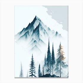 Mountain And Forest In Minimalist Watercolor Vertical Composition 262 Canvas Print