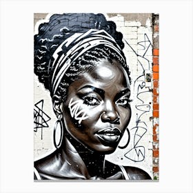 Vintage Graffiti Mural Of Beautiful Black Woman 125 Canvas Print