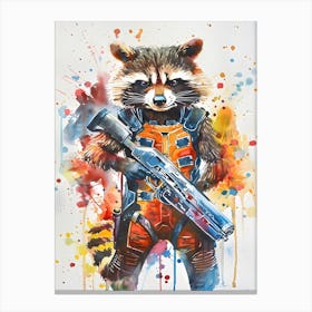 Rocket Raccoon From Guardians Of The Galaxy Watercolor Canvas Print