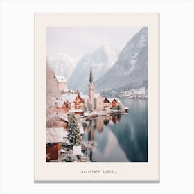Dreamy Winter Painting Poster Hallstatt Austria 3 Canvas Print