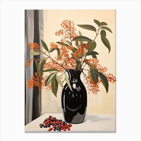 Bouquet Of Beautyberry Flowers, Autumn Fall Florals Painting 0 Canvas Print