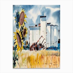 Grain Elevator, Kansas By Robert Johnson Canvas Print