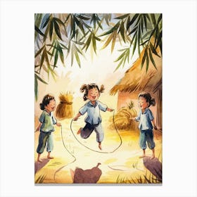 Children Playing With A Rope Canvas Print