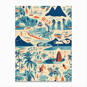 Maui Hawaii, California, Inspired Travel Pattern 3 Canvas Print