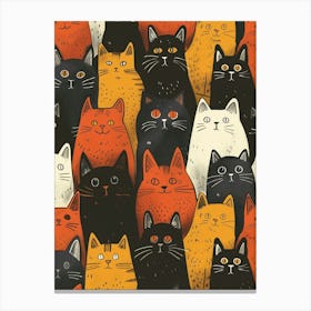 Perfectly Repeatable Artwork With Cute Cat Faces 08 Canvas Print