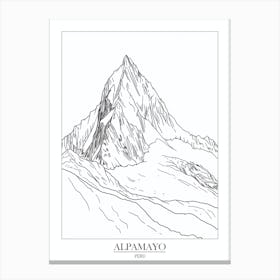 Alpamayo Peru Line Drawing 5 Poster Canvas Print