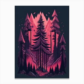 A Fantasy Forest At Night In Red Theme 50 Canvas Print