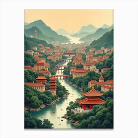 Chinese City Canvas Print