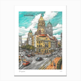 Bangalore India Drawing Pencil Style 1 Travel Poster Canvas Print