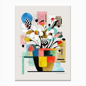 Abstract Geometric Florals In A Vase Canvas Print