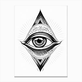 Higher Self, Symbol, Third Eye Simple Black & White Illustration 1 Canvas Print