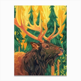 Elk In The Forest Canvas Print