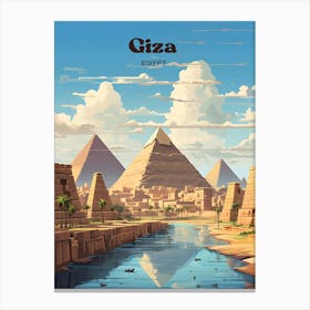 Giza Egypt Nile River Travel Art Canvas Print