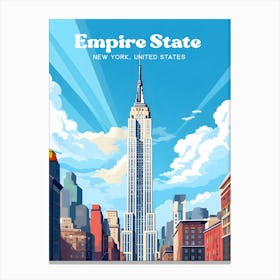 Empire State New York Skyline Modern Travel Art Canvas Print