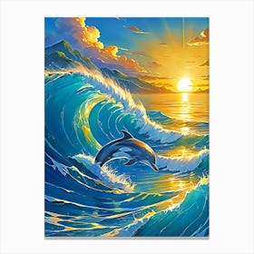 Dolphin In The Ocean Canvas Print