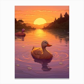 Sunset Animated Duck 2 Canvas Print