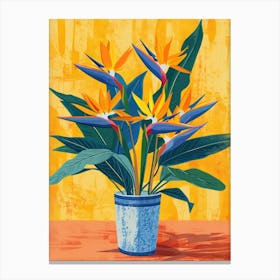 Bird Of Paradise Flowers On A Table   Contemporary Illustration 1 Canvas Print