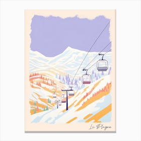 Poster Of La Plagne   France, Ski Resort Pastel Colours Illustration 0 Canvas Print