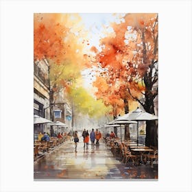Sofia Bulgaria In Autumn Fall, Watercolour 4 Canvas Print