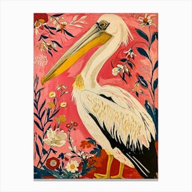 Floral Animal Painting Pelican 3 Canvas Print