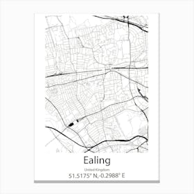 Ealing,United Kingdom Minimalist Map Leinwandbild