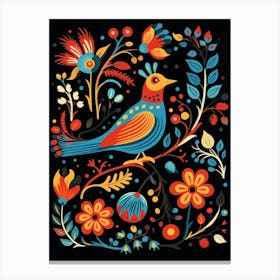 Folk Bird Illustration Magpie 3 Canvas Print