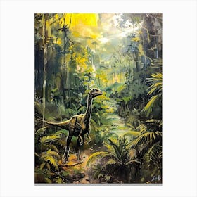 Dinosaur In A Tropical Jungle Painting 2 Canvas Print