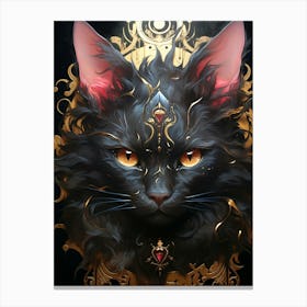 Floral Fantasy Black Cat Canvas Print