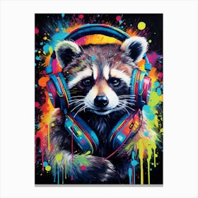 A Dj Raccoon Vibrant Paint Splashot 1 Canvas Print