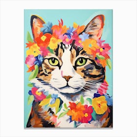 Ragamuffin Cat With A Flower Crown Painting Matisse Style 1 Canvas Print