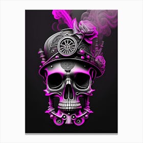 Skull With Intricate Linework 1 Pink Stream Punk Canvas Print