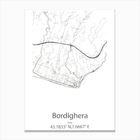 Bordighera,Italy Minimalist Map Canvas Print