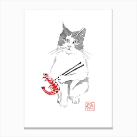 Cat And Shrimp Canvas Print