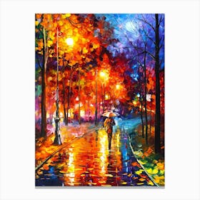 Rain In The Park Canvas Print