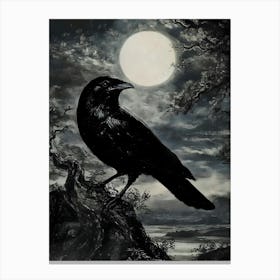 Dark Gothic Raven At Night Canvas Print