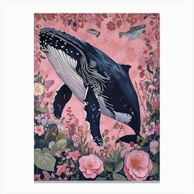 Floral Animal Painting Humpback Whale 1 Canvas Print