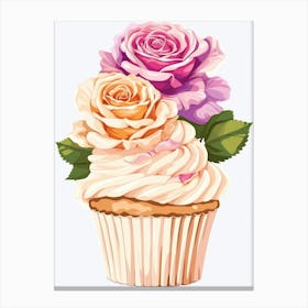 English Roses Painting Rose In A Cupcake 1 Canvas Print