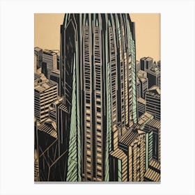 Chrysler Building New York City, United States Linocut Illustration Style 4 Canvas Print