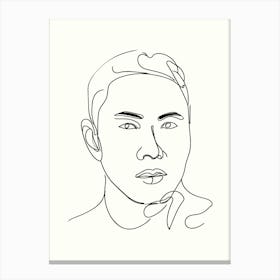 Face Of A Man Hand Drawing Line Art Canvas Print