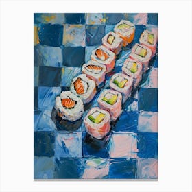 Sushi Blue Checkerboard 1 Canvas Print