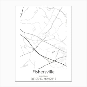 Fishersville,United States Minimalist Map Toile