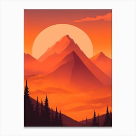 Misty Mountains Vertical Composition In Orange Tone 99 Canvas Print