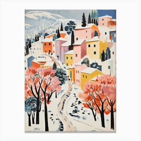 Winter Snow Dubrovnik   Croatia Snow Illustration 2 Canvas Print