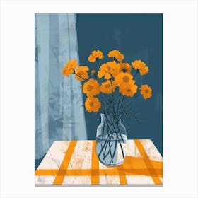 Marigold Flowers On A Table   Contemporary Illustration 4 Canvas Print
