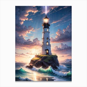 A Lighthouse In The Middle Of The Ocean 19 Canvas Print